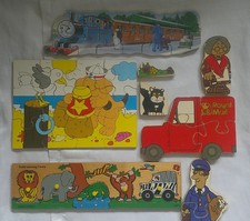 Vintage Unboxed Toddler Wooden Jigsaw Puzzles Postman Pat Spot Dog Thomas Tank