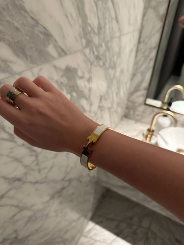 Hermès gold tone white enamel - hermès,