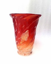 MURANO  VENETIAN  BAROVIER & TOSO  RED  AND  GOLD  SIGNORETTO  GLASS  BOWL  VASE