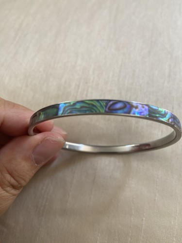 Vintage silver colour abalone - silver,