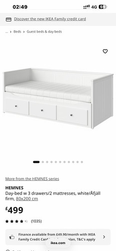 Ikea hemnes day bed white - , with