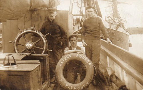 1909 postcard crew aboard - 1909,