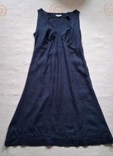Kew Dress Size 10 Navy Blue Linen Sleeveless Knee Length
