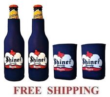 SPOETZL SHINER  2 BEER BOTTLE KOOZIE + 2 CAN HUGGEE COOLIE COOZIE COOLER SET NEW