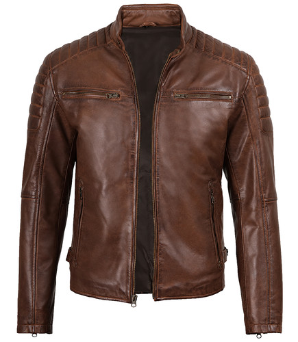 Men brown quilted leather - quilted,