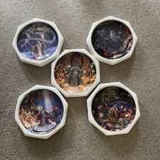 5 x Franklin Mint Royal Doulton The Dragon Master Myles Pinkney Plates - Boxed