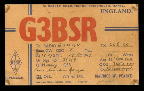 Qsl card radio uk g3bsr - 1,