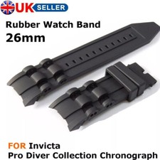 26mm Fits For Invicta Pro Diver HOT A Black Rubber Watch Band Strap Black