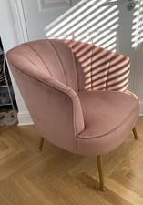 Armchair Pink Plush Velvet Scalloped Maison Shell Art Deco Style Lounge Chair