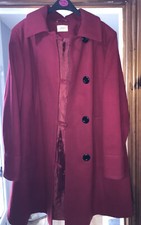VINTAGE CLASSIC LADIES RED COAT FULLY LINED FRONT BUTTONS & POCKETS SIZE 18