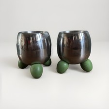 Vintage Stainless Steel Egg Cups. Possibly 1990s Set of 2 60s Style Retro VGC