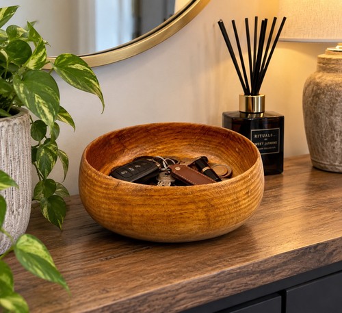 Wooden trinket bowl - carved, axe