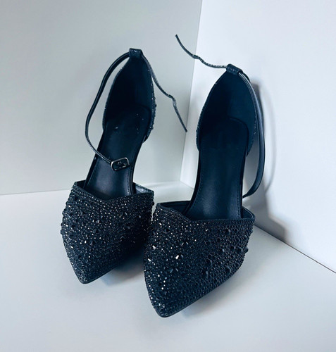 Women black glitter - black,