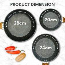 Nonstick Frying Pan with Lid Wooden Handle Induction Compatible Skillet Cookware