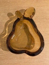 Art Vannes French Amber Glass Pear Shaped Ashtray - 13.5cms