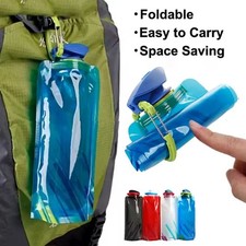 2x Flexible Collapsible Foldable Reusable Water Bottles Ice Bag Outdoor Sport