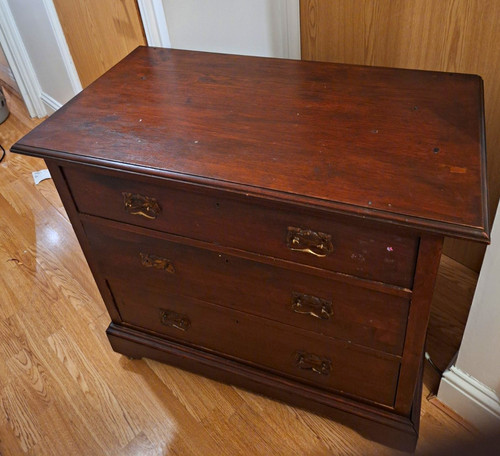 Dark wood drawer chest of - 3,