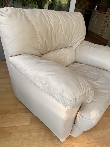 Cream leather armchair - leather, can