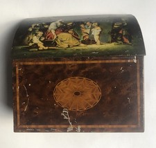 Vintage William Crawford and Sons Leather craft Stationary Biscuit Tin 1932