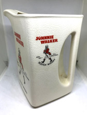 Vintage Johnnie Walker Whiskey Water Jug by Wade Regency Cream Red Text Unusual