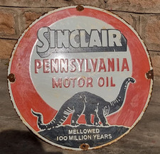 Vintage Old Antique Rare Sinclair Motor Oil Embossed Porcelain Enamel Sign Board