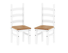 Corona Dining Chairs x 2 White Wax Slat Back Mexican Pine by Mercers Furniture®