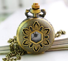 Unisex Retro Hand-winding Half Hunter Classic Arabic numerals Gold Pocket Watch