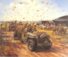 Willys Jeep Parachute Regiment Arnhem Market Garden Aircraft Painting Art Print