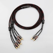 Hi-end 2 RCA to 6 RCA Plug Hi-Fi Audio Interconnect Cable Connect to Speakers