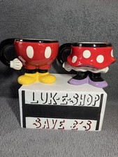 Disney Mickey & Minnie Mouse Mugs Half Body Cups X2 Ceramic
