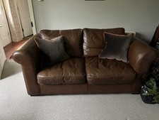 Laura Ashley Tan Leather Sofa