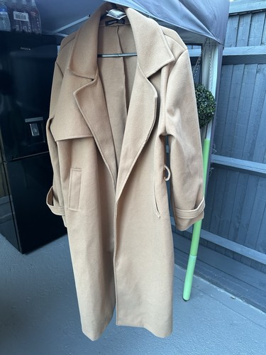 Petite belted wool - look, trench