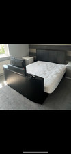 Superking TV Bed, Black Faux Leather.  Old matress included if required