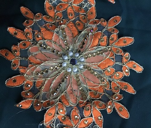 Orange flower beaded - ,