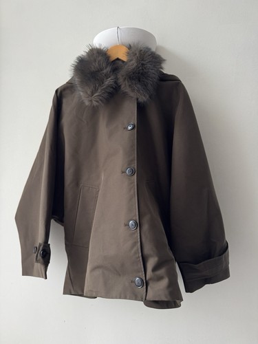 Zara brown hooded coat faux - zara,