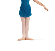 Bloch Girls Casey Mesh Pull On Ballet Skirt Side Gather CR9281 Peacock Blue