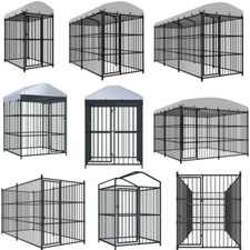 Outdoor Dog Kennel W/ Roof Heavy-duty Steel Pet Puppy House Enclosure Run Cage