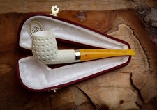 Sİlver Embriodered Special Handmade Bİllard Meerschaum Pipe With Leather Box