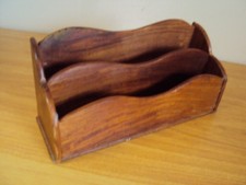 A Vintage Red Wood Desk Stationery/Letter Stand