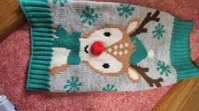 Christmas Dog Jumper Reindeer Design Suitable For Back Length 11 inches  xxs 
