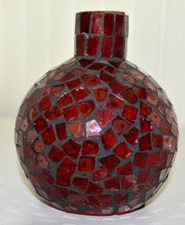 RUBY RED MOSAIC TILE BUD VASE