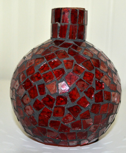 Ruby red mosaic tile bud - mosaic, vase