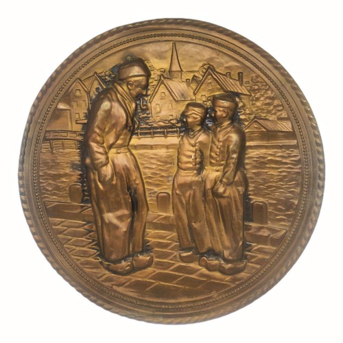 Antique 1875 brass wall art - antique,