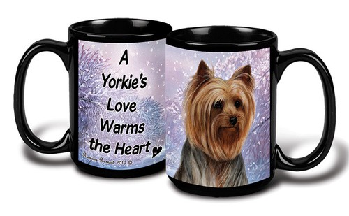 Yorkie winter scene coffee mug - winter,