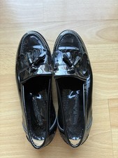 Russell & Bromley Chester Tassel Loafers Flat Pumps Black Patent Leather