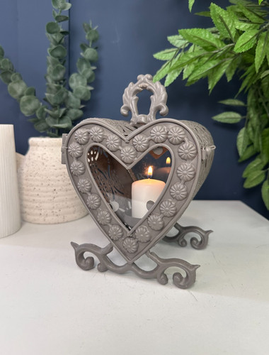 Grey vintage glass - glass, heart