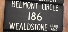 1983 London Transport bus blind Destination 186 Belmont Circle & Wealdstone