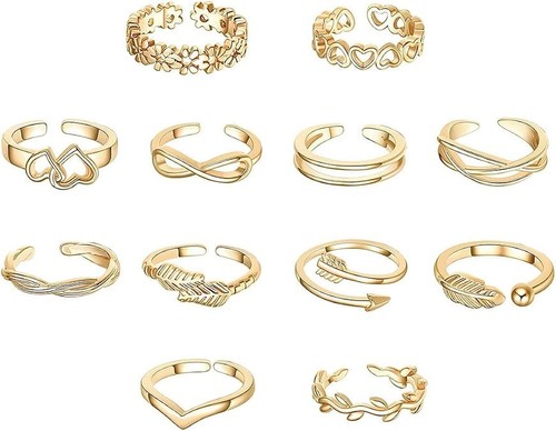 12pcs adjustable toe rings set - adjustable,