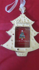 CHRISTMAS TREE HANGING 4" DECORATION ENAMEL TREE PHOTO FRAME