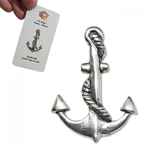 Anchor pin badge pewter brooch - anchor,